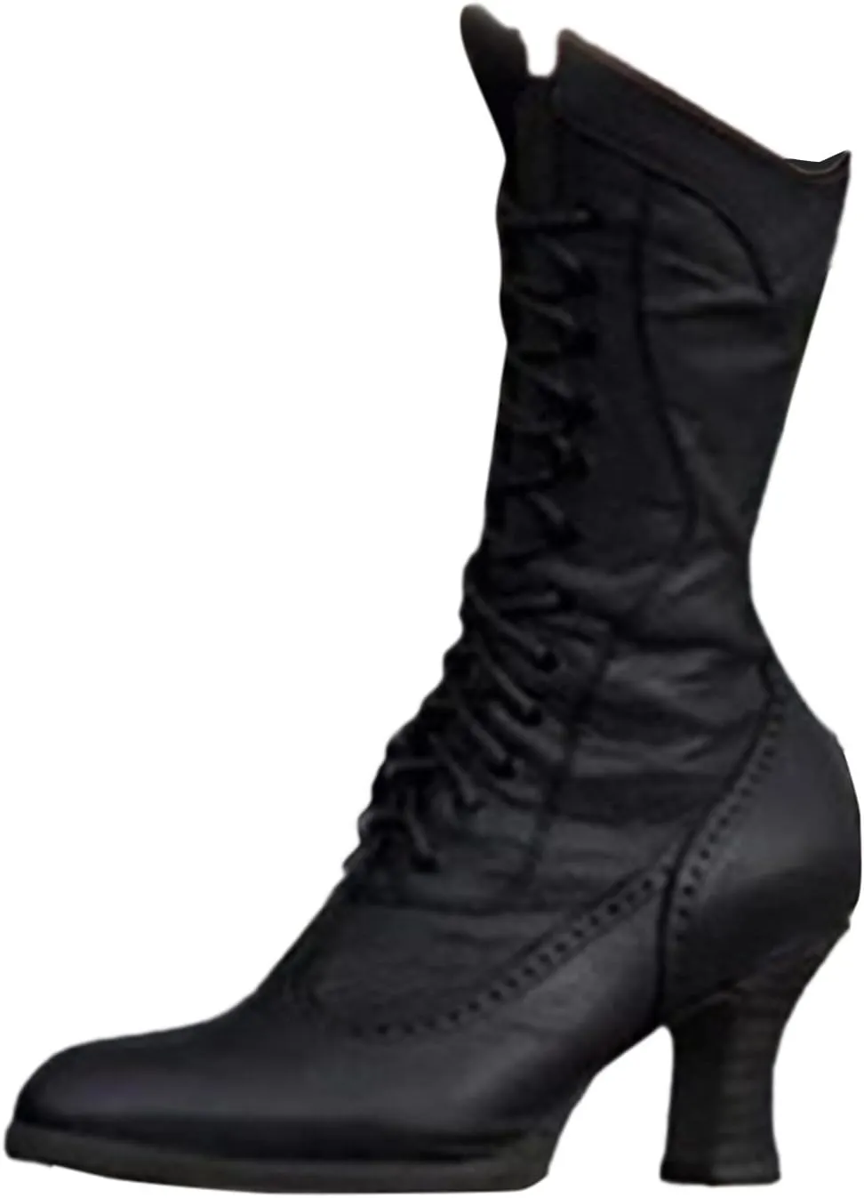 Renaissance Shoes Women Women Vintage Victorian Boots Mid Calf Lace up Gothic Kitten Heel Costume Boots Short Boots