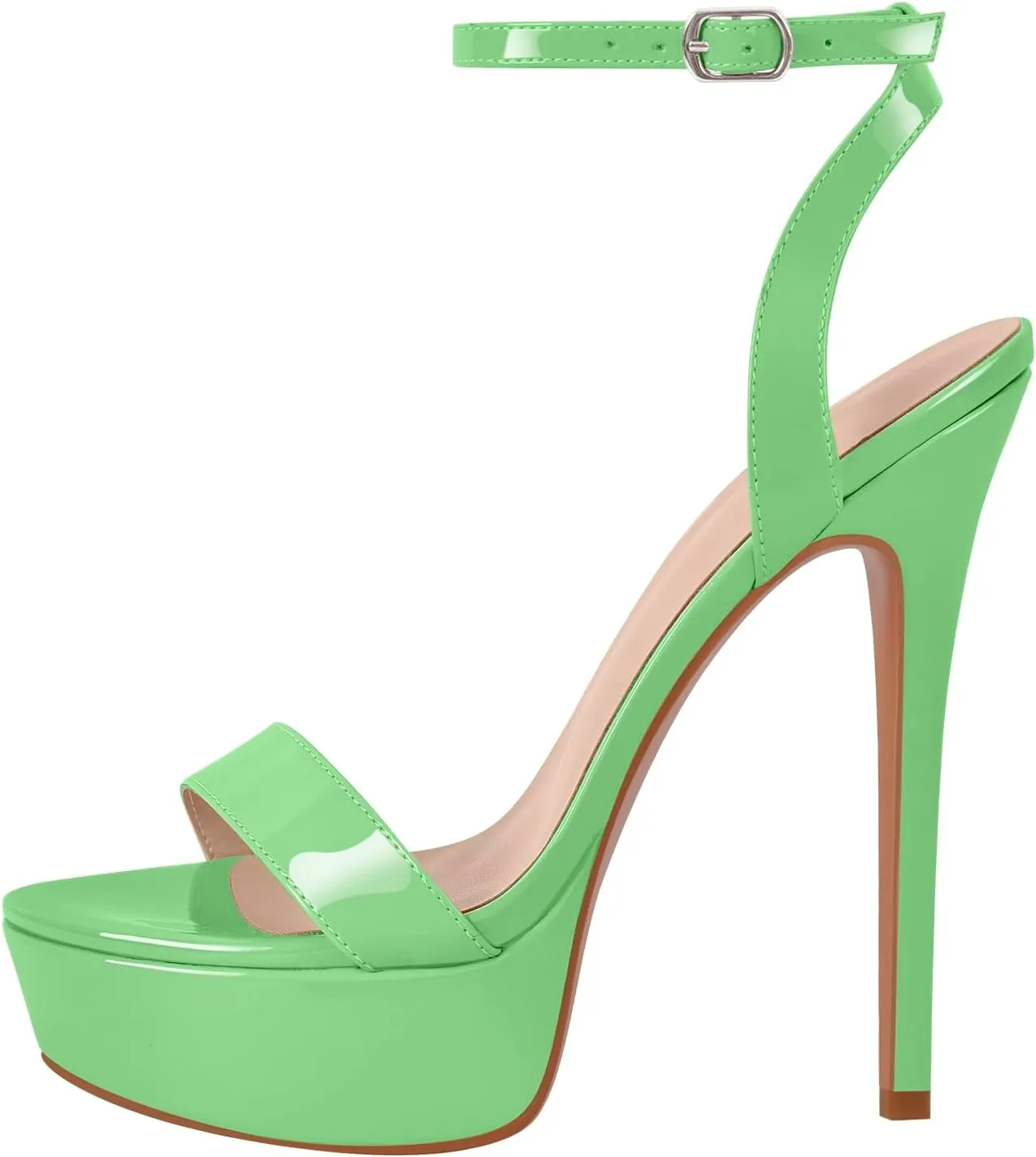 richealnini Sexy Stilettos High Heels Sandals with Platform Ankle Buckle Wrap Strappy Heels Wedding Party Dress