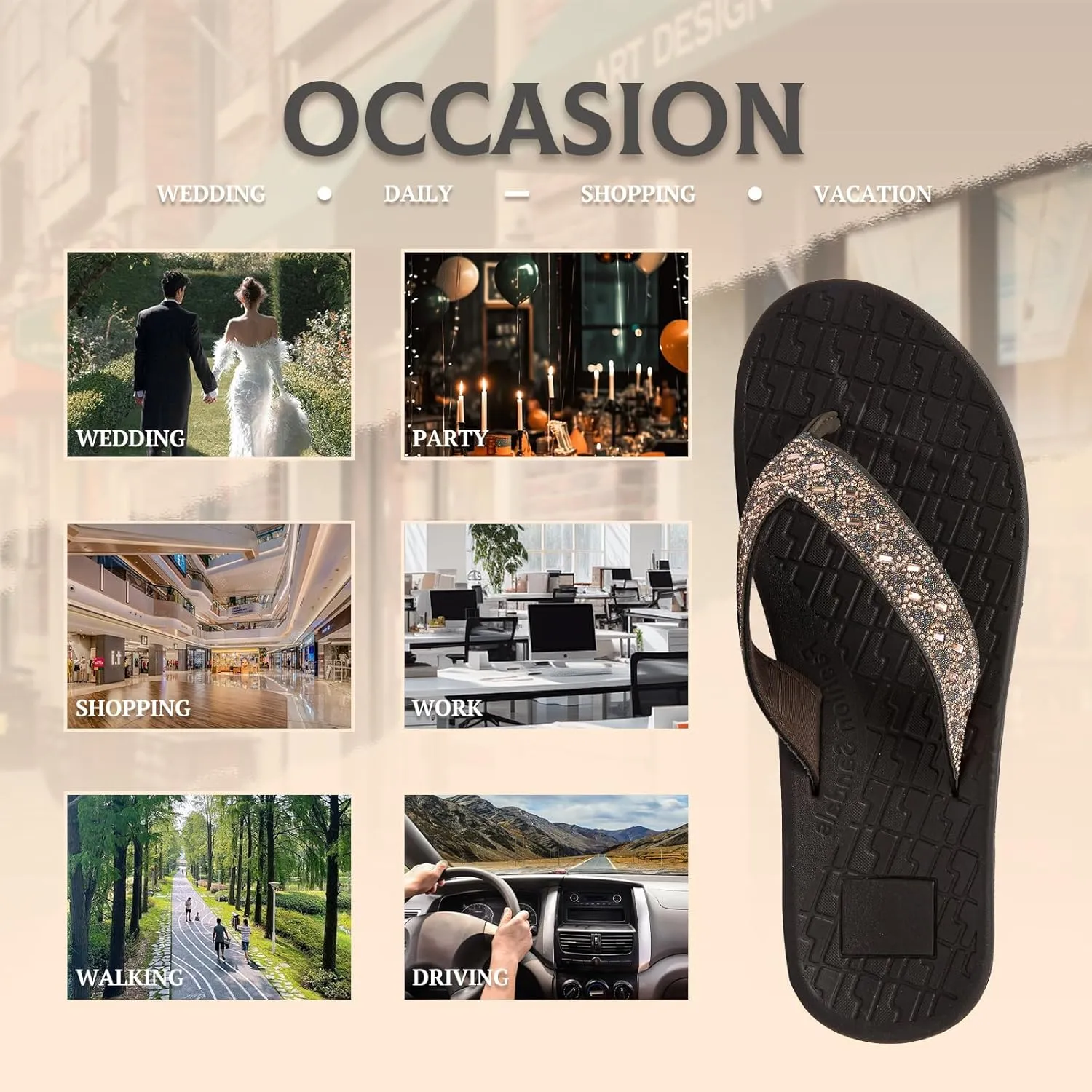 RIKANR Womens Flip Flops, Plantar Fasciitis Sandals for Flat Feet Dressy Comfortable Casual Sandals Walking with Arch Support Thong Flip Flops Beach Sandals Summer