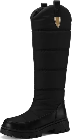 Roimaash Women's Snow Boots Knee High Mid Heel Warm Winter Boots