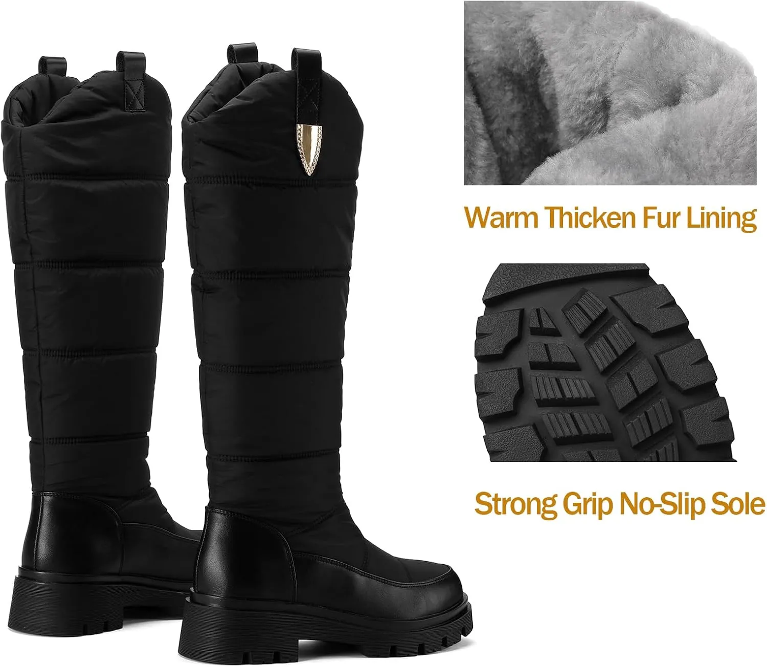 Roimaash Women's Snow Boots Knee High Mid Heel Warm Winter Boots