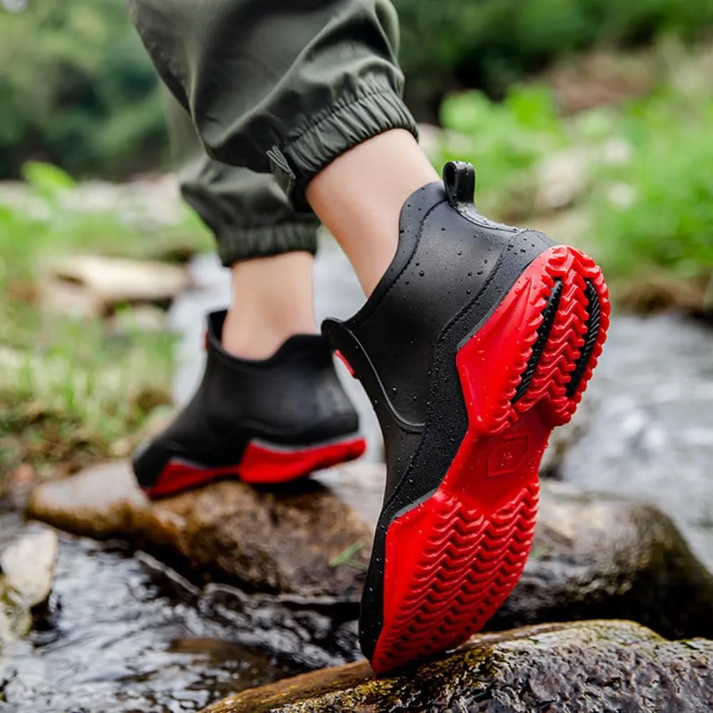 Rojeam Womens Mens Rain Boots Waterproof Rubber Chelsea Shoes Outdoor Walking Water Shoes Ankle Boots