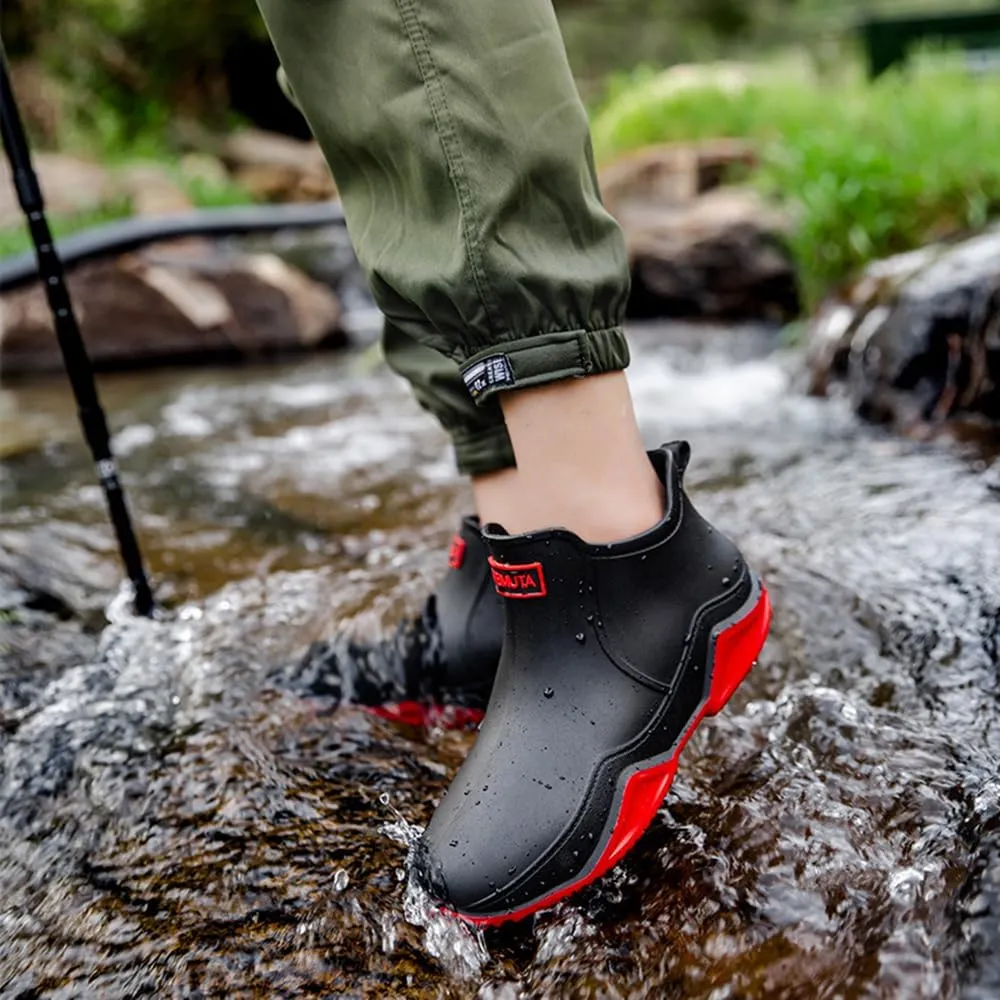 Rojeam Womens Mens Rain Boots Waterproof Rubber Chelsea Shoes Outdoor Walking Water Shoes Ankle Boots
