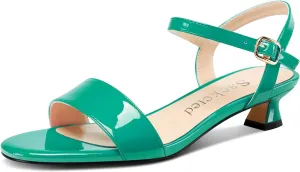 Saekcted Womens Kitten Low Heel Open Toe Ankle Strap Sandals Slingback Buckle Dress Shoes Casual Party Summer 1.2 Inches Heels
