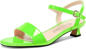 Saekcted Womens Kitten Low Heel Open Toe Ankle Strap Sandals Slingback Buckle Dress Shoes Casual Party Summer 1.2 Inches Heels