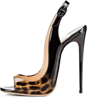 SAMMITOP Women's Peep Toe Pumps High Heels Stilettos Heeled Sandals Ankle Strap Slingback Sandals Sexy 4.7 Inch