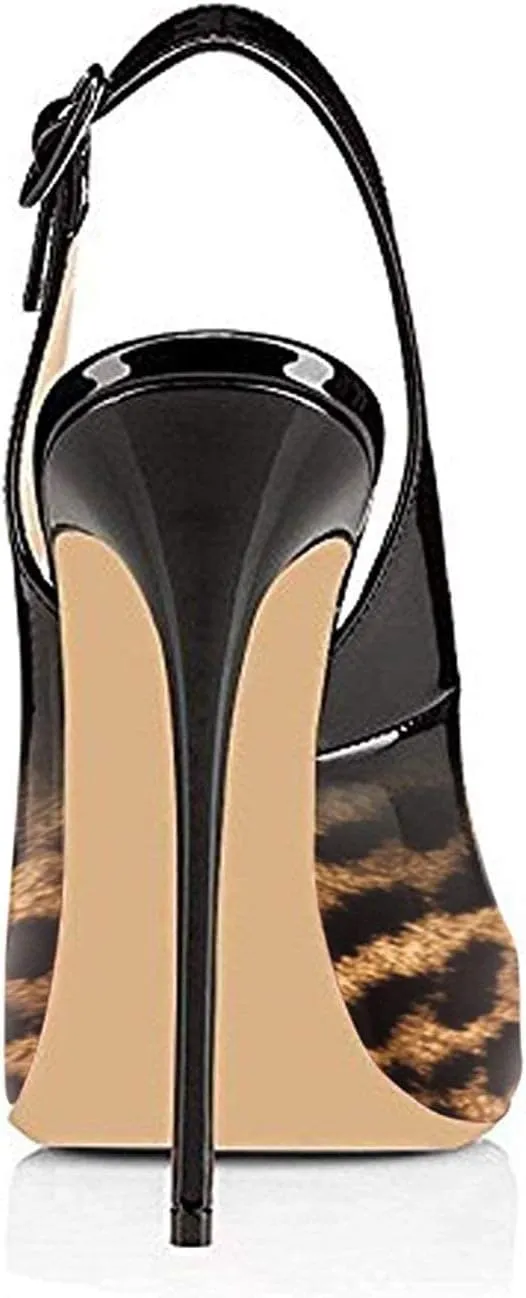 SAMMITOP Women's Peep Toe Pumps High Heels Stilettos Heeled Sandals Ankle Strap Slingback Sandals Sexy 4.7 Inch