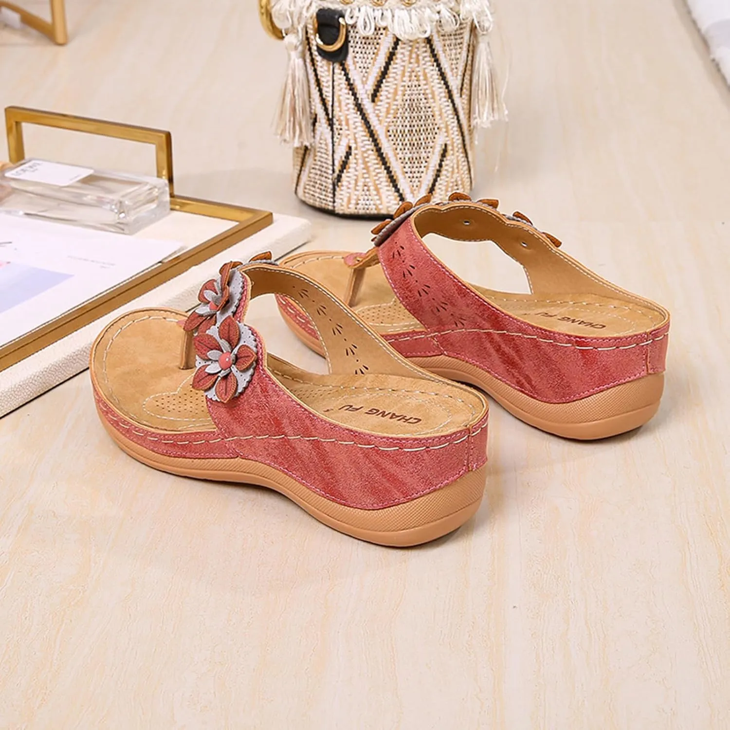 Sandals for Women Wedge Shoes Summer Womens Platform Flip Flops Comfortable Casual Dressy Sandal Shoes Orthopedic Slip on Wedges Breathable Mesh Hollow Sports Non-Slip Open Toe Flip-Flops