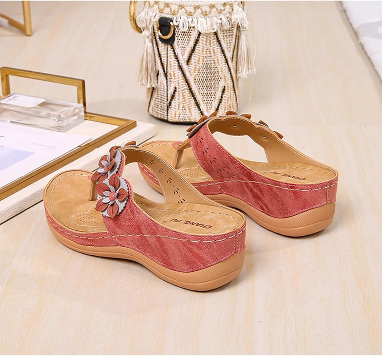 Sandals for Women Wedge Shoes Summer Womens Platform Flip Flops Comfortable Casual Dressy Sandal Shoes Orthopedic Slip on Wedges Breathable Mesh Hollow Sports Non-Slip Open Toe Flip-Flops