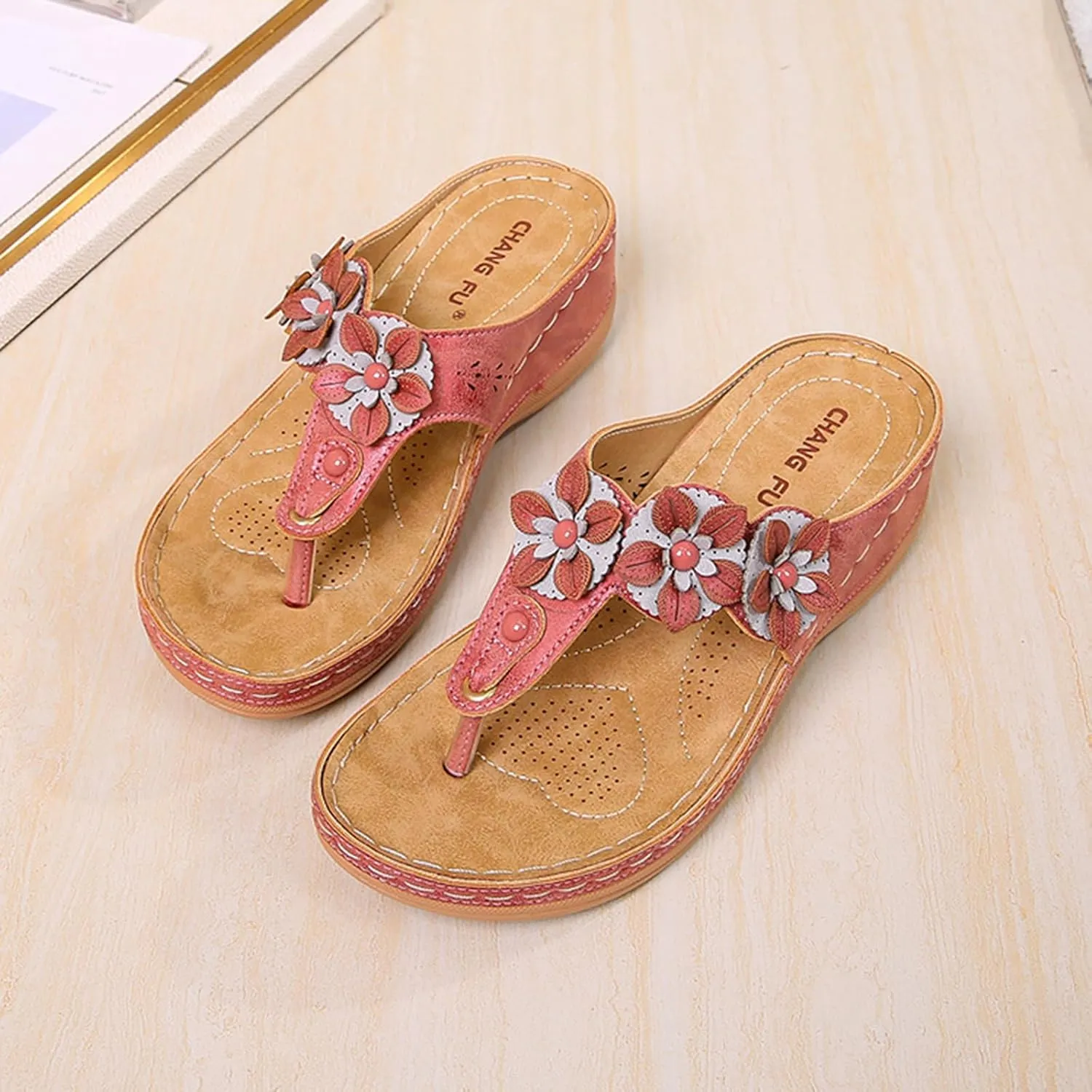 Sandals for Women Wedge Shoes Summer Womens Platform Flip Flops Comfortable Casual Dressy Sandal Shoes Orthopedic Slip on Wedges Breathable Mesh Hollow Sports Non-Slip Open Toe Flip-Flops
