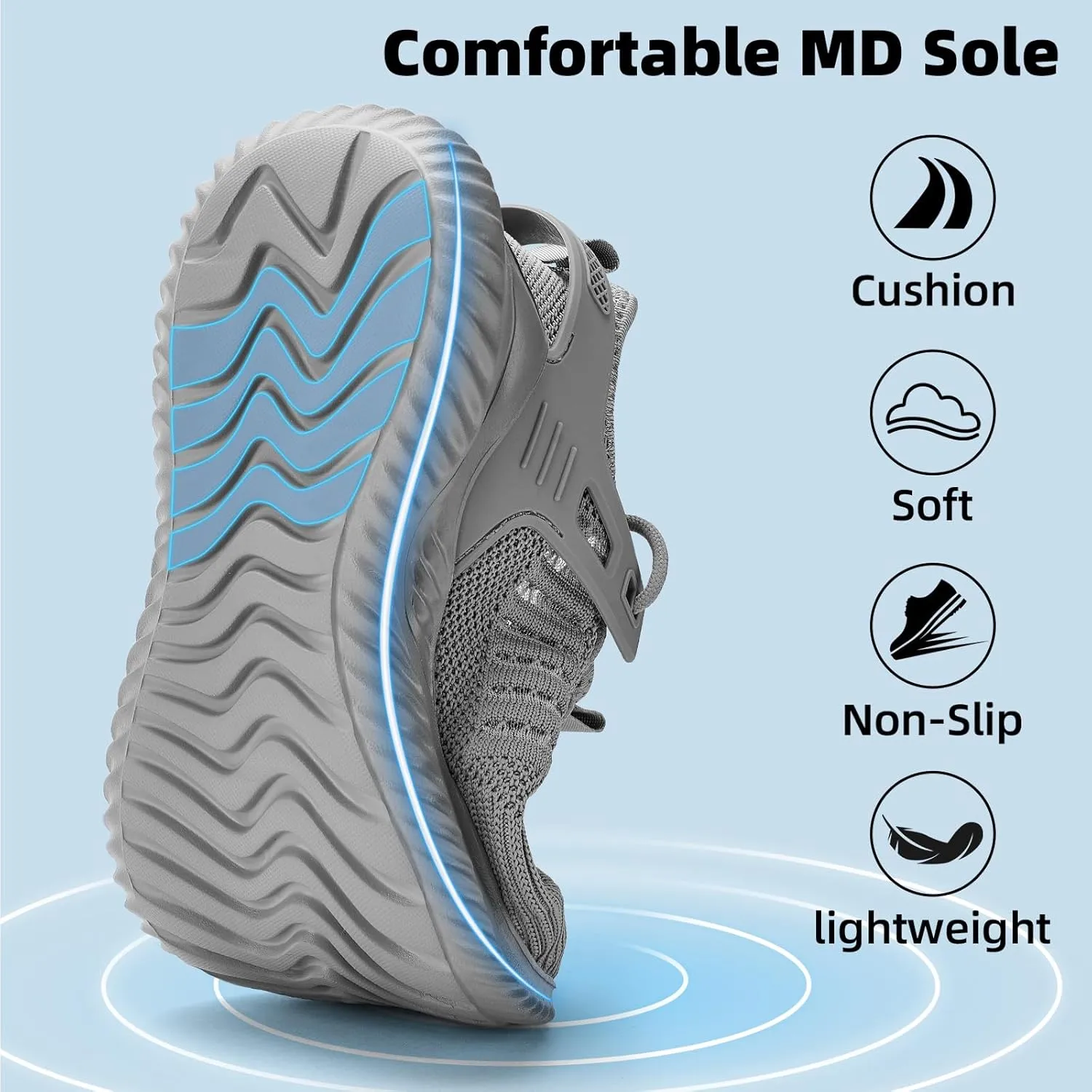 SDolphin Walking Shoes Mens Sneakers - Slip on Memory Foam Tennis Running Shoes for Athletic Workout Gym Jogging Lightweight Breathable Casual Sneakers