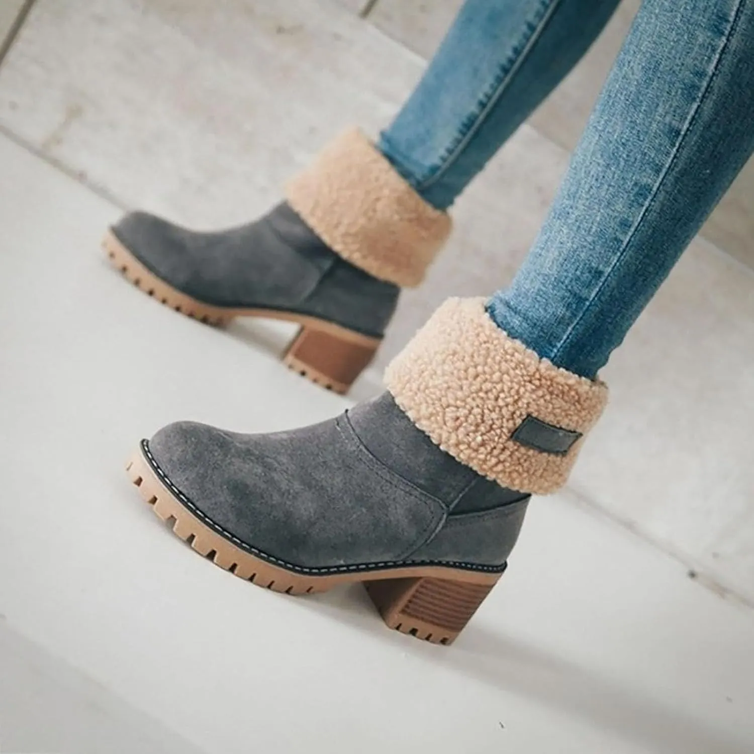 Sherum Bottes D'hiver À Talons Épais Pour Seniors, Libiyi Boots- Seniors' Chunky Heel Winter Boots