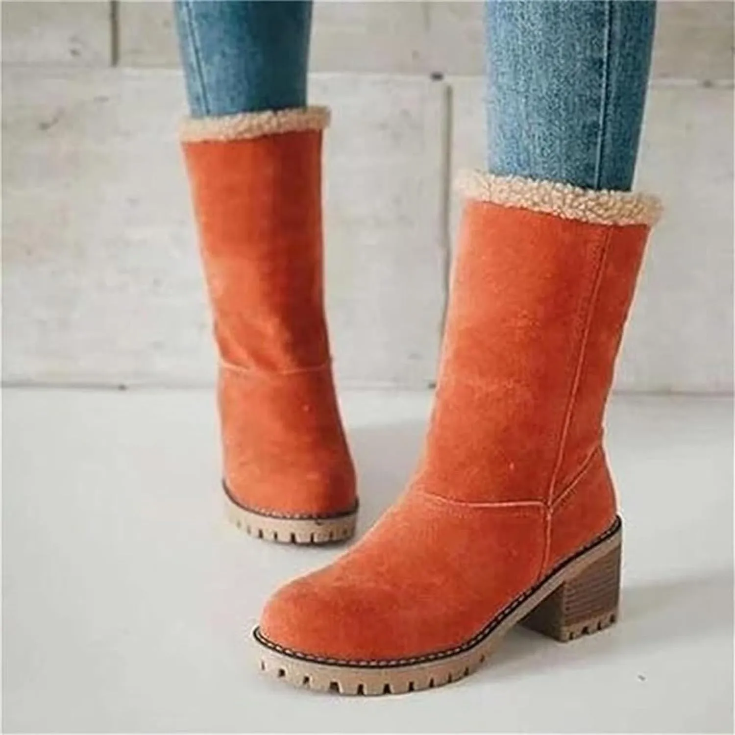 Sherum Bottes D'hiver À Talons Épais Pour Seniors, Libiyi Boots- Seniors' Chunky Heel Winter Boots