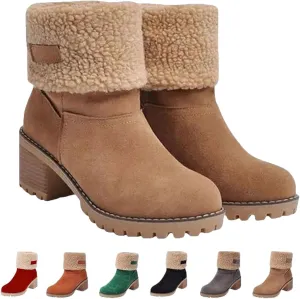 Sherum Bottes D'hiver À Talons Épais Pour Seniors, Libiyi Boots- Seniors' Chunky Heel Winter Boots