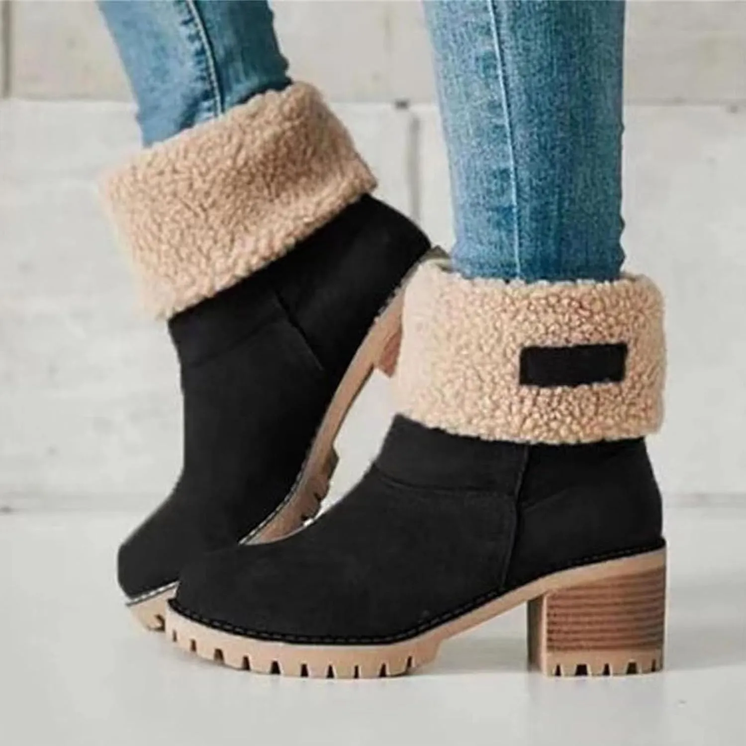 Sherum Bottes D'hiver À Talons Épais Pour Seniors, Libiyi Boots- Seniors' Chunky Heel Winter Boots