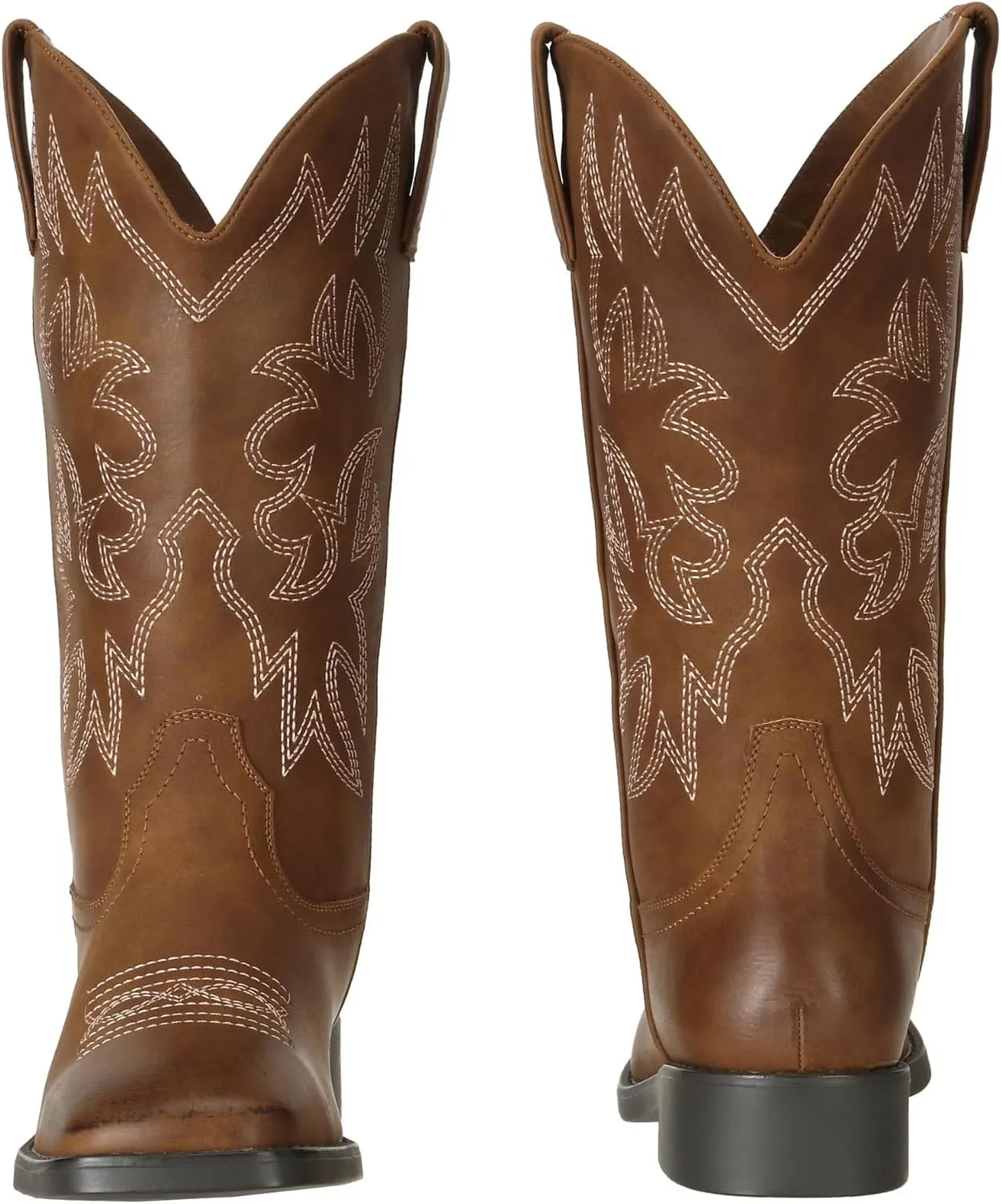 SheSole Western Cowboy Boots for Women Square Toe Mid Wide Calf Cowgirl Shoes Fashion Tan Brown Boot