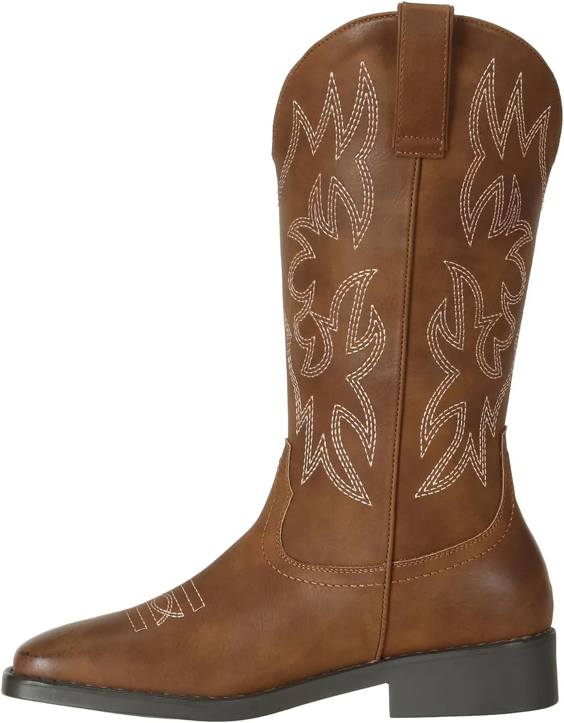 SheSole Western Cowboy Boots for Women Square Toe Mid Wide Calf Cowgirl Shoes Fashion Tan Brown Boot