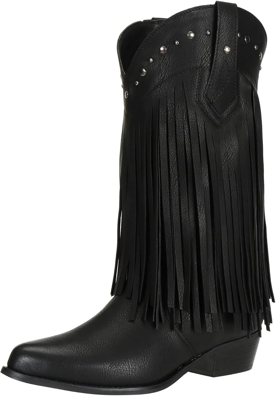 SheSole Women's Wide Width Fringe Boots Western Cowgirl Cowboy Boots Extra Wide Calf Black Brown