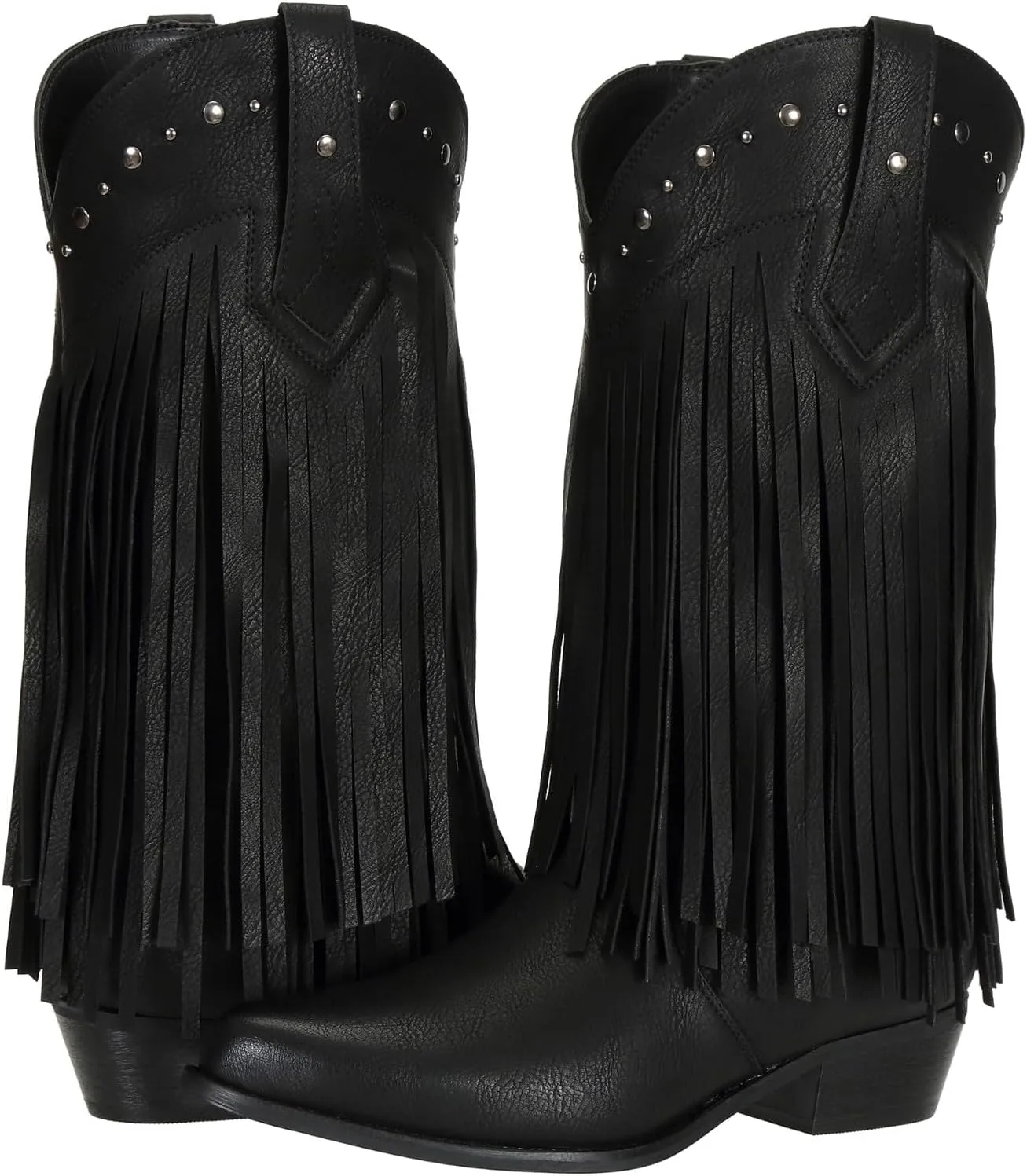 SheSole Women's Wide Width Fringe Boots Western Cowgirl Cowboy Boots Extra Wide Calf Black Brown