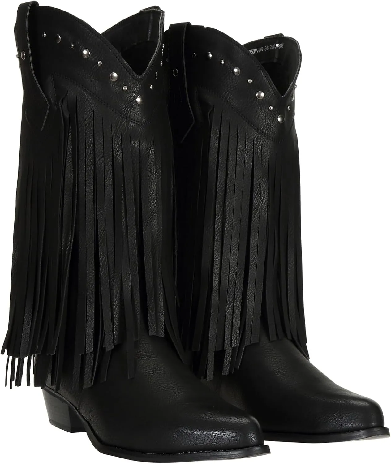 SheSole Women's Wide Width Fringe Boots Western Cowgirl Cowboy Boots Extra Wide Calf Black Brown