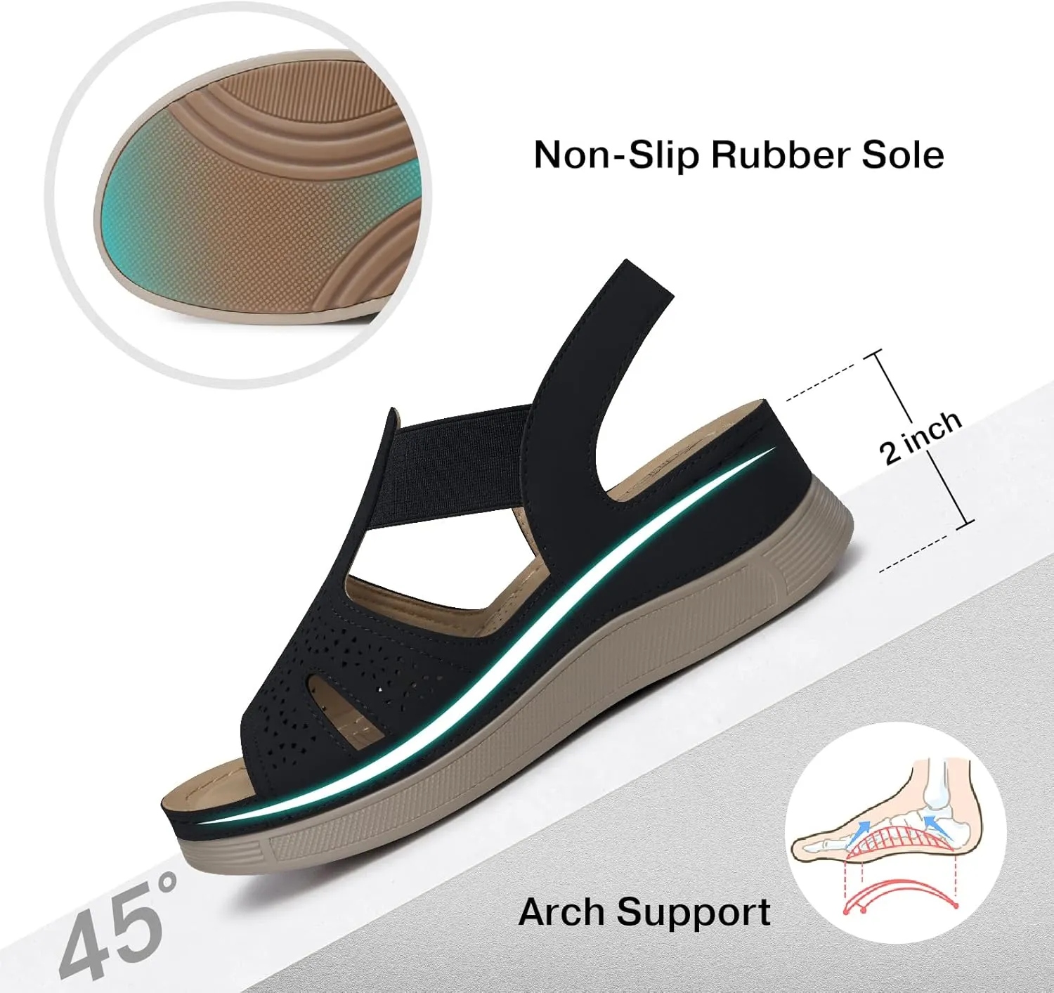 SHIBEVER Wedge Sandals Women Comfortable: Sandals for Women 2025 Dressy Summer Ankle Strap Open Toe Low Heel Platform Wedges Shoes