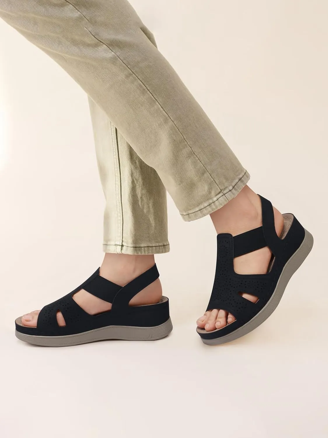 SHIBEVER Wedge Sandals Women Comfortable: Sandals for Women 2025 Dressy Summer Ankle Strap Open Toe Low Heel Platform Wedges Shoes