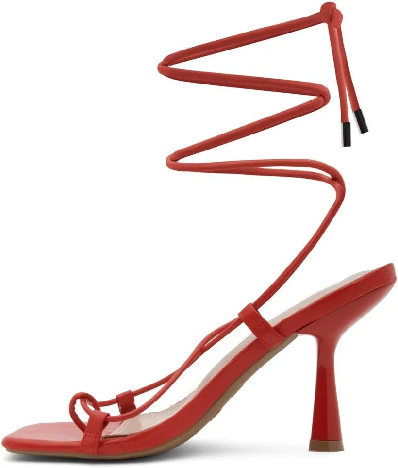 Shoe Land SL-Nadine Women's Lace-Up Heels, Square Open Toe Ankle-Wrapped Tie-Up Heeled Sandals, Dressy Stiletto Strappy Sandals for Prom, Party, and Wedding