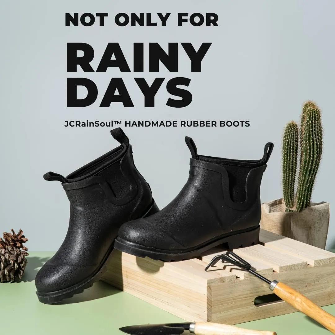 Short Rain Boots for Women, Waterproof Garden Shoes Chelsea Rainboots for Women, 4mm Neoprene Rain Boots, Work, Anti-slip Garden Shoes (Size 5-10)