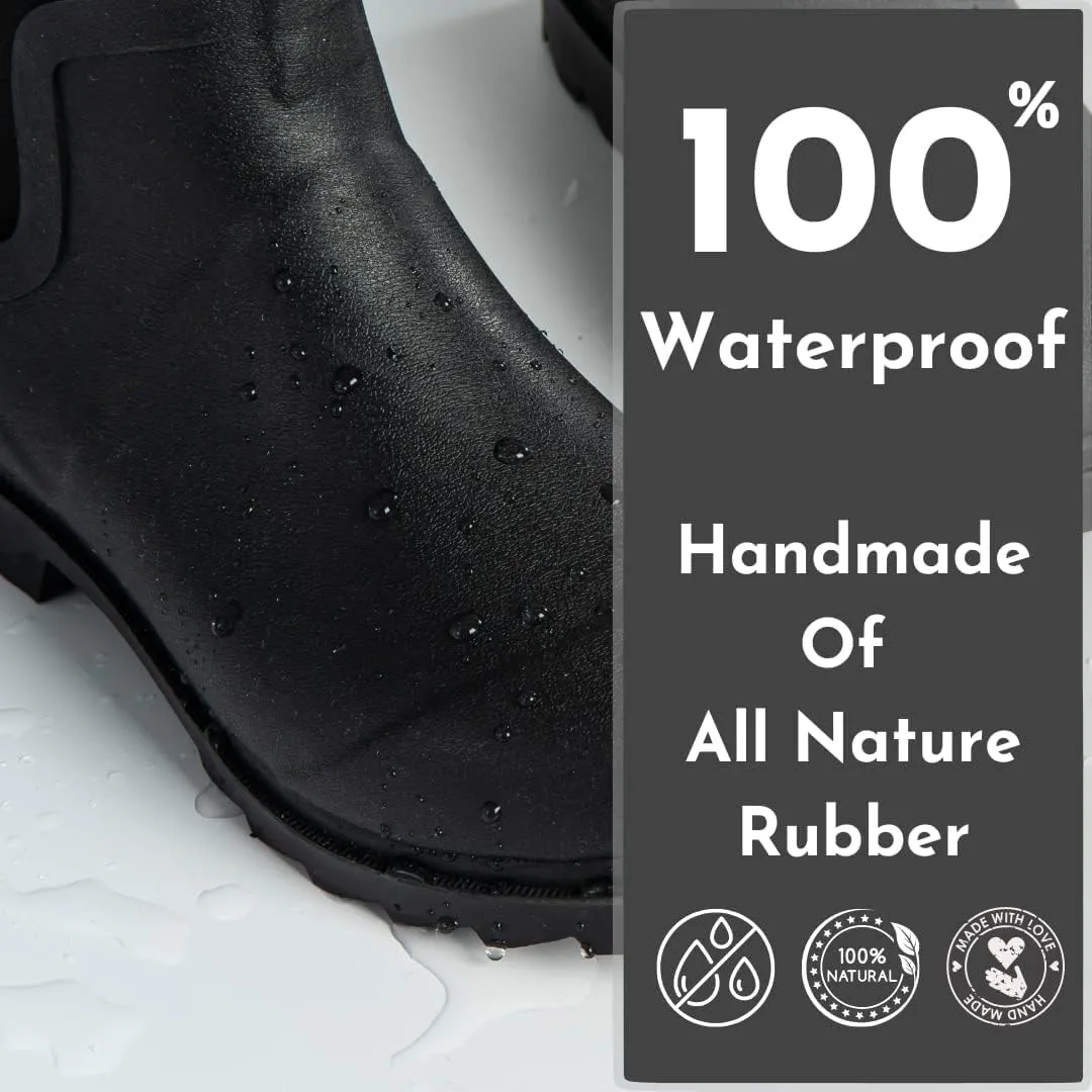 Short Rain Boots for Women, Waterproof Garden Shoes Chelsea Rainboots for Women, 4mm Neoprene Rain Boots, Work, Anti-slip Garden Shoes (Size 5-10)