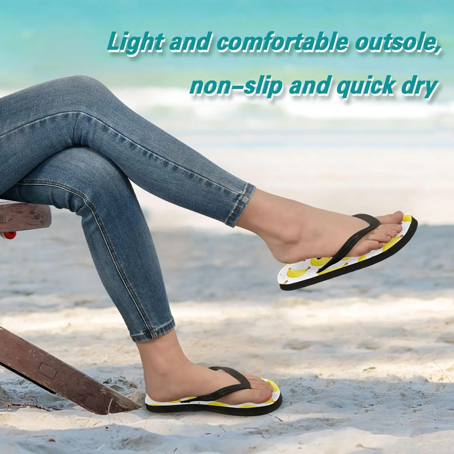 Sinestour Bananas Flip Flops for Beach Thong Sandals Anti-slip Lightweight Flat Slippers for Indoor Outdoor House