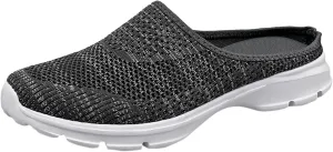 Slip On Shoes For Women Fashion Casual Breathable Mesh Wedge Low Heels Mule Walking Shoes Slip-On Backless Mule Walking Shoe