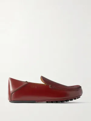 Slipper collapsible-heel glossed-leather loafers