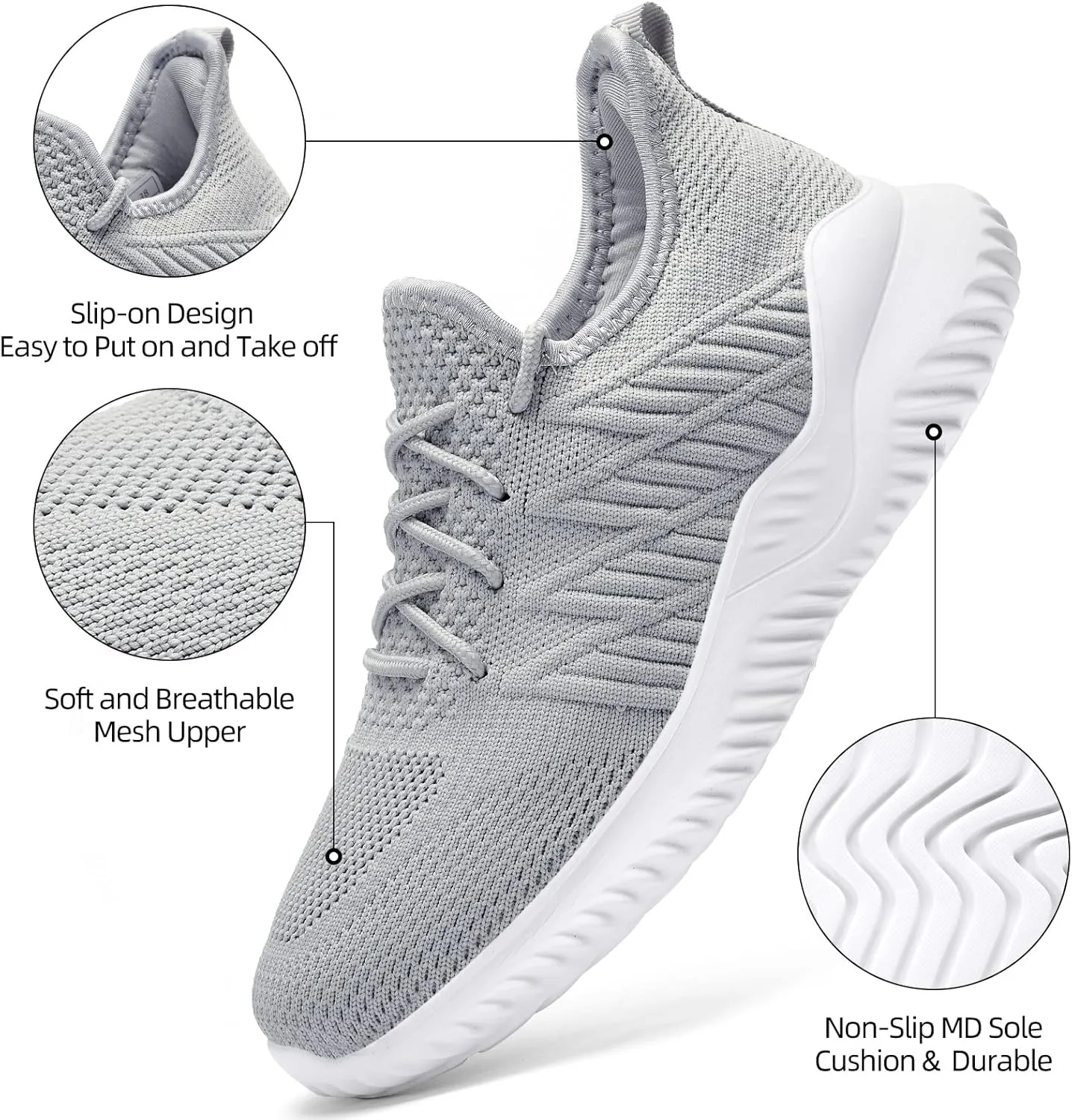 Slow Man Womens Walking Tennis Shoes Fashion Slip on Comfortable Lightweight Memory Foam Athletic Casual Sneakers for Running Gym Workout Nurse