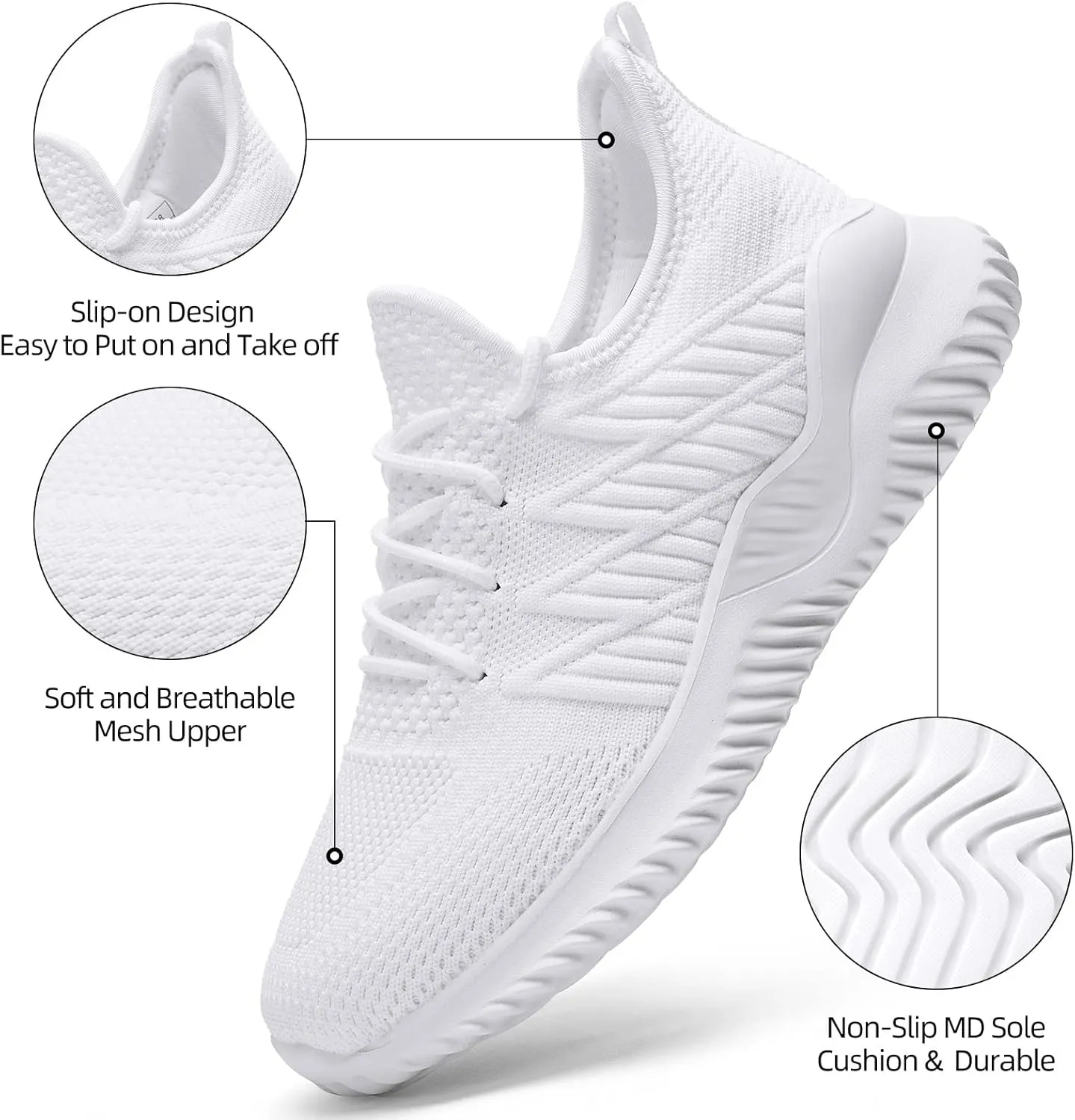 Slow Man Womens Walking Tennis Shoes Fashion Slip on Comfortable Lightweight Memory Foam Athletic Casual Sneakers for Running Gym Workout Nurse