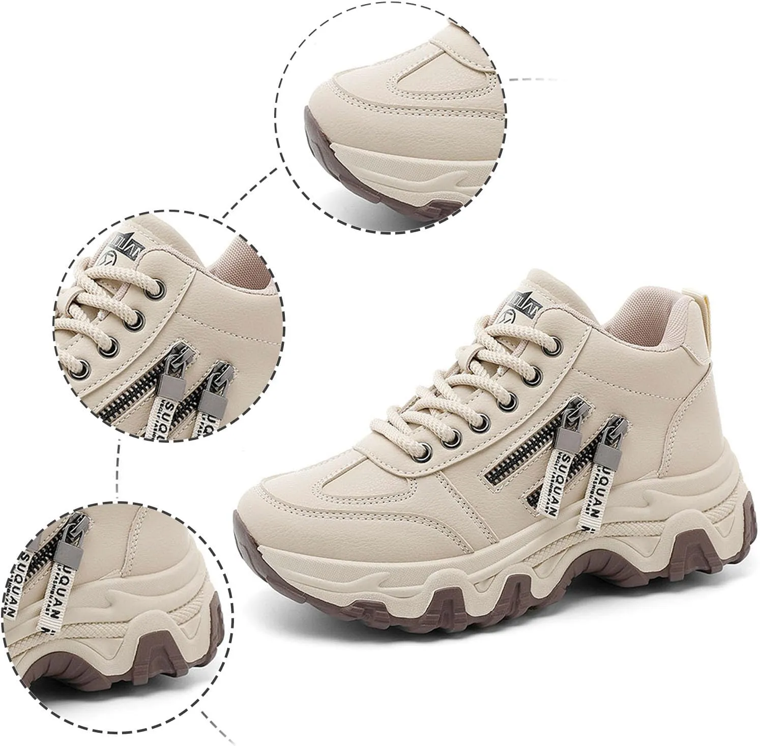 Sneakers Women New Korean Fashion Round Head Lace Up Casual Shoes Thick Bottom Running Shoes Womens 12 Running Shoes