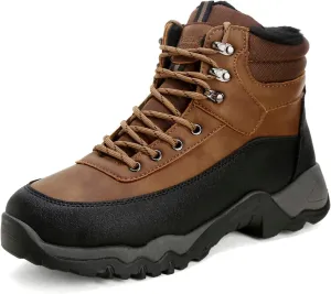 Snow Boots for Men, Slip on Waterproof Hiking Boots with Fur Lined, Mens Winter Boots Shoes Non-Slip Rubber Sole Outdoor Comfortable Walking Shoes