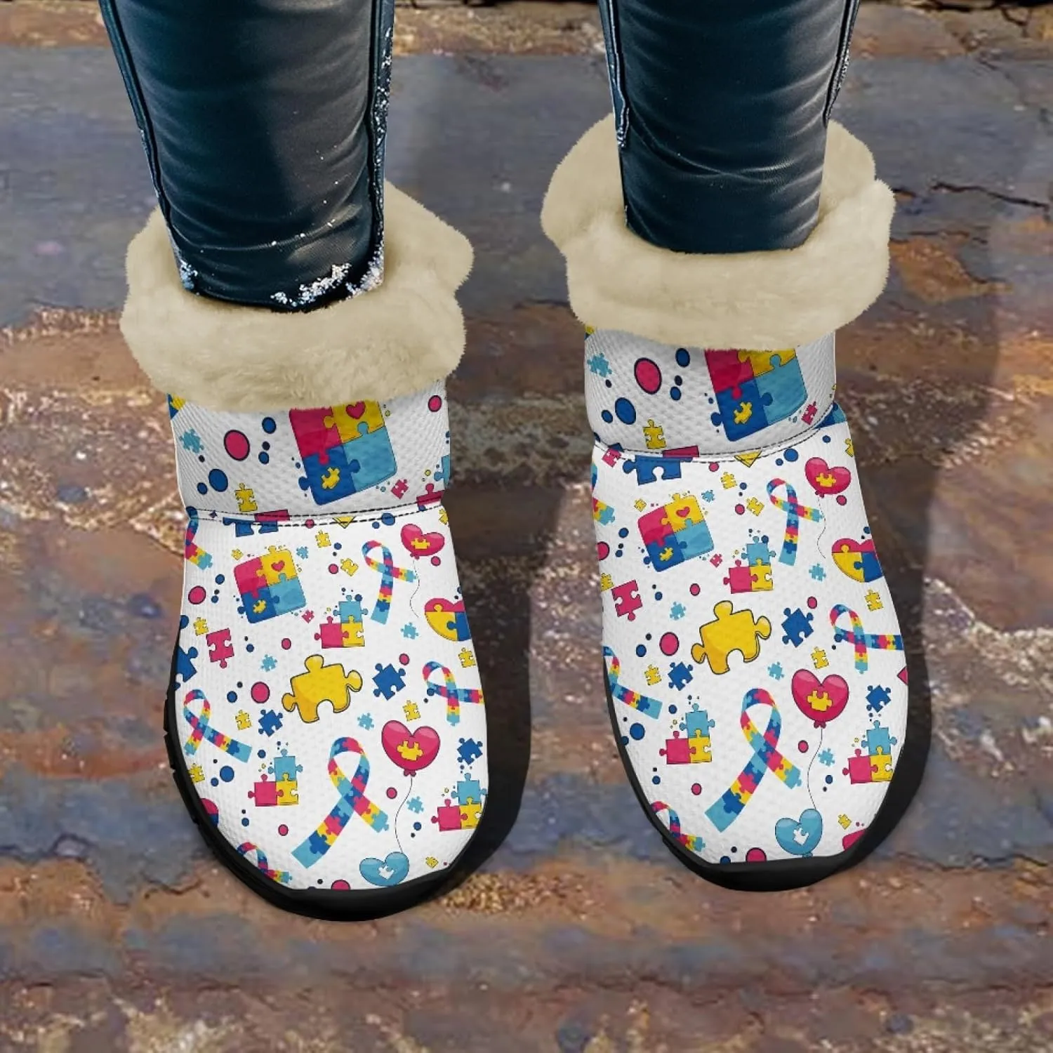 Snow Boots for Women -Fashion Winter Warm Snow Boots Anti-Slip outdoor Furry bootie for men women