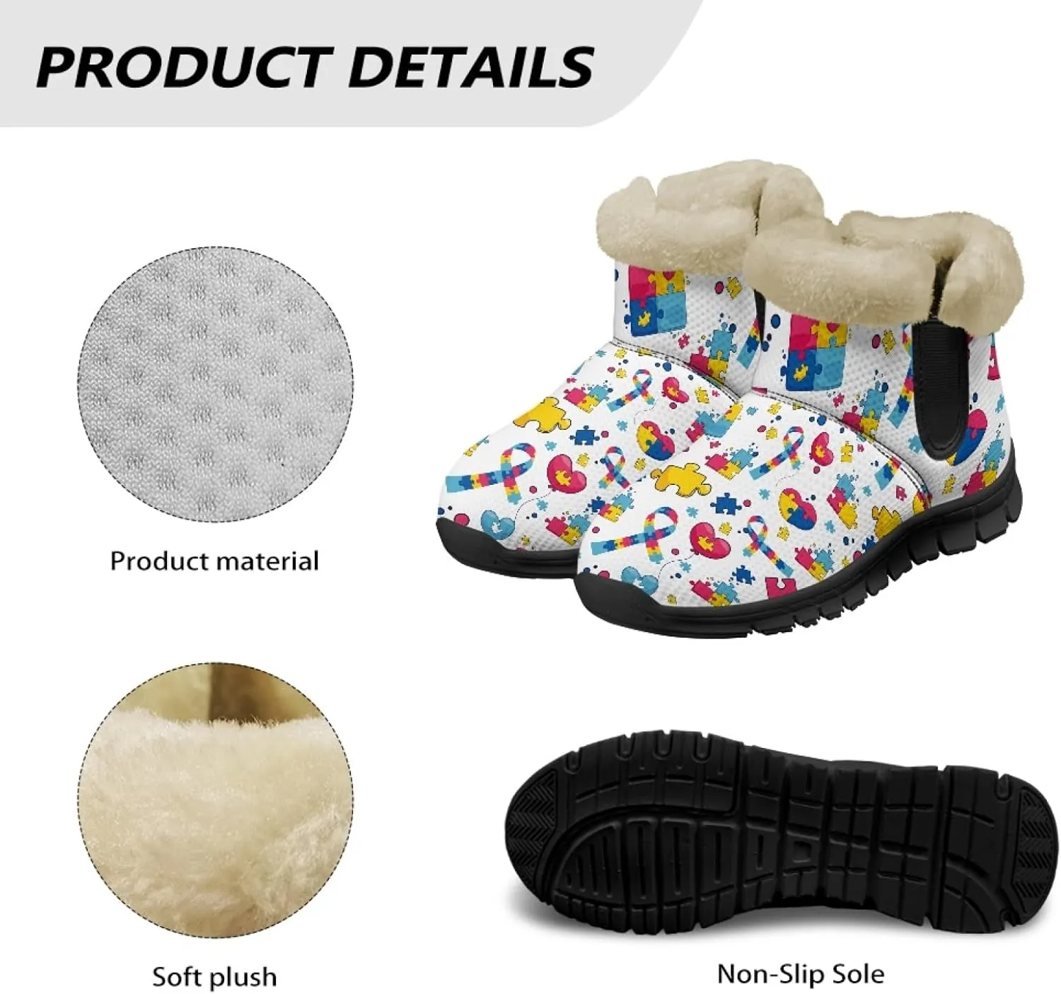 Snow Boots for Women -Fashion Winter Warm Snow Boots Anti-Slip outdoor Furry bootie for men women