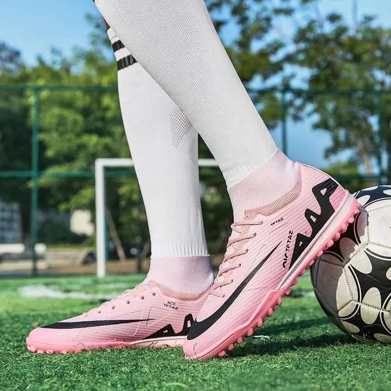 Soccer Cleats Mens Football Cleats Professional Soccer Shoes High-Tops Non-Slip Spikes for Big Boys Wide Training Sneaker Outdoor Indoor for AG/FG/TF Football Boots