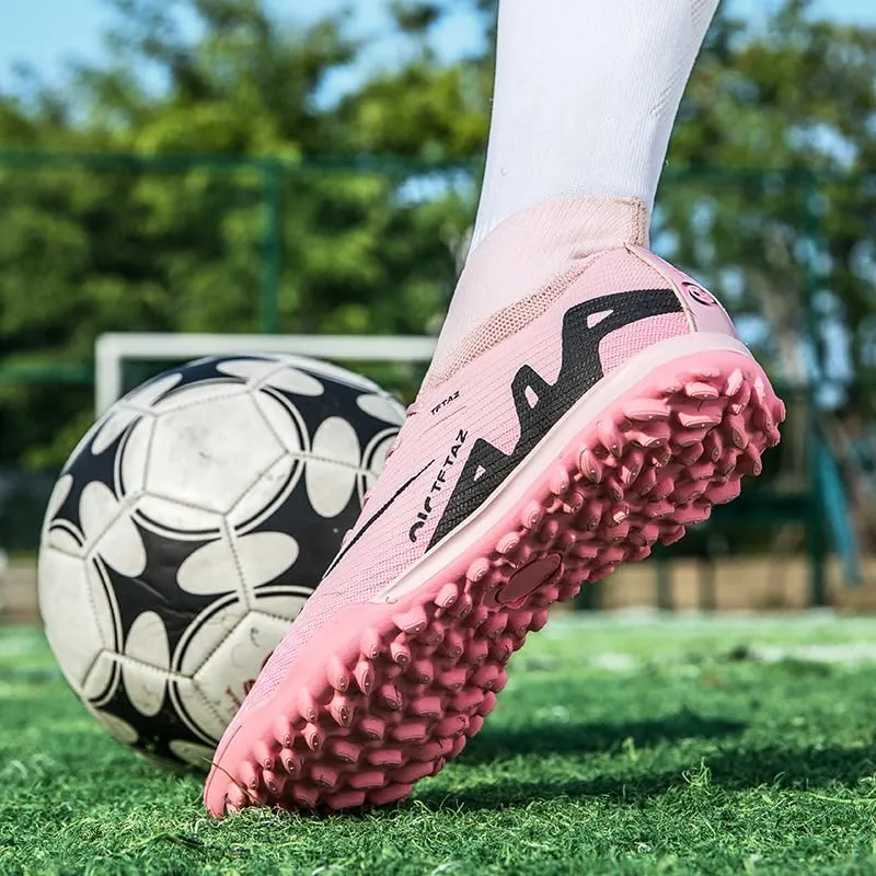 Soccer Cleats Mens Football Cleats Professional Soccer Shoes High-Tops Non-Slip Spikes for Big Boys Wide Training Sneaker Outdoor Indoor for AG/FG/TF Football Boots
