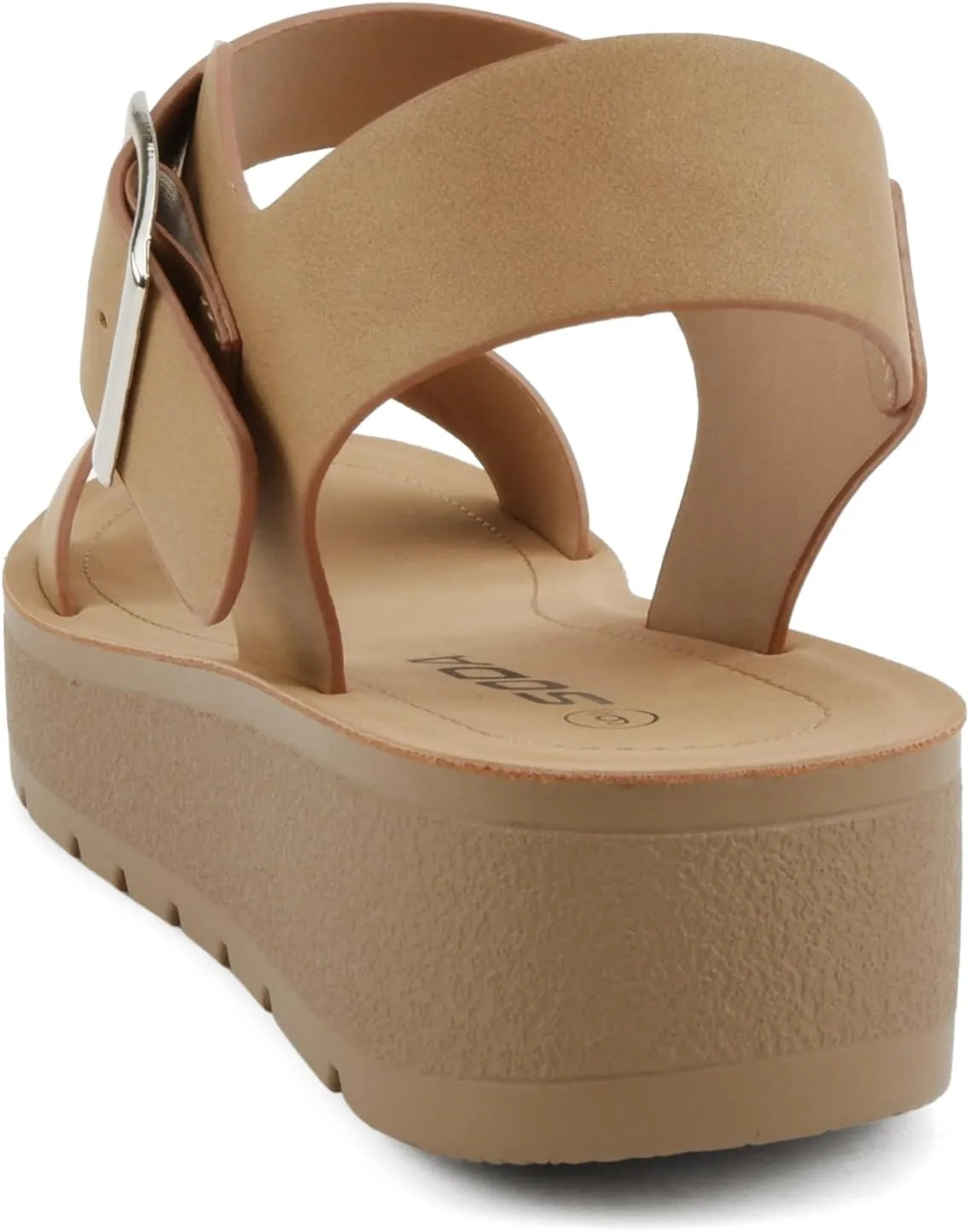 Soda Papaya ~ Women Open Toe Multi-Strap Flatform Sandals