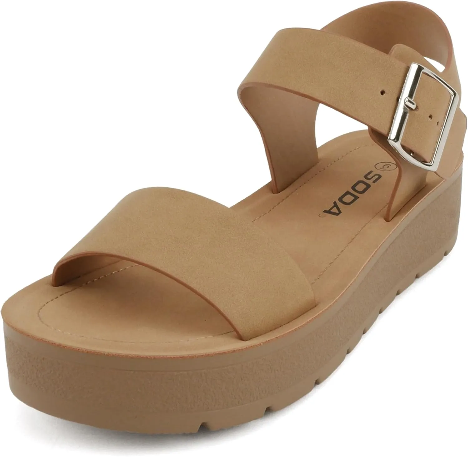 Soda Papaya ~ Women Open Toe Multi-Strap Flatform Sandals