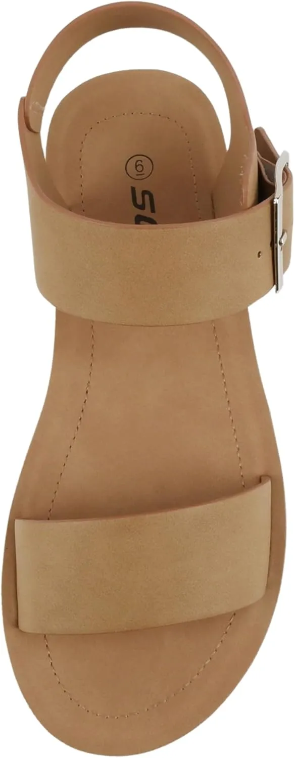 Soda Papaya ~ Women Open Toe Multi-Strap Flatform Sandals