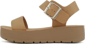 Soda Papaya ~ Women Open Toe Multi-Strap Flatform Sandals