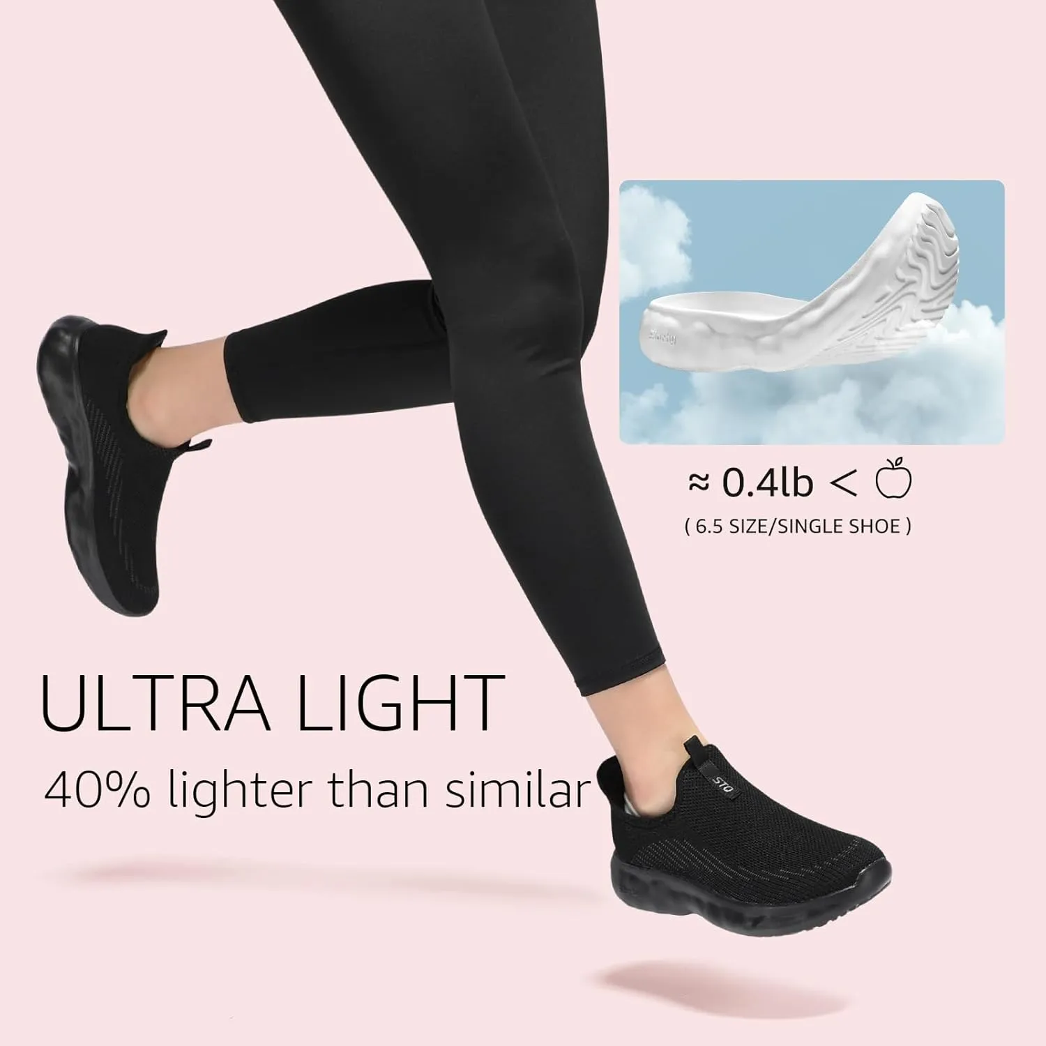 STQ Slip On Womens Sneakers Walking Orthopedic Breathable Arch Support Shoes with Cloud-Like Sole