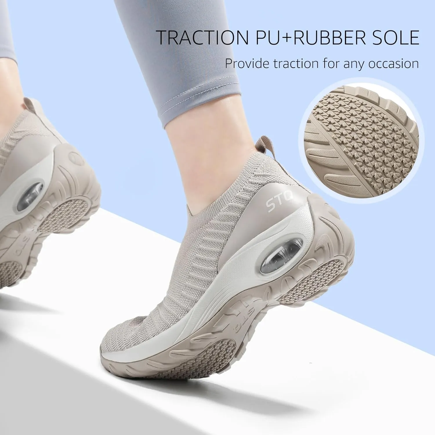 STQ Walking Shoes for Women Non Slip Work Shoes Comfort Slip on Sneakers