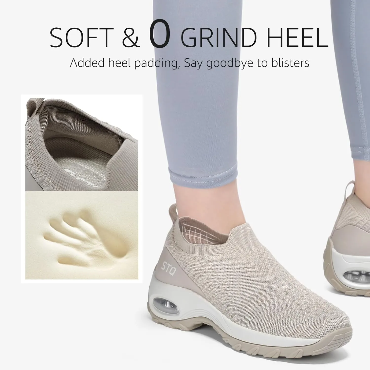 STQ Walking Shoes for Women Non Slip Work Shoes Comfort Slip on Sneakers