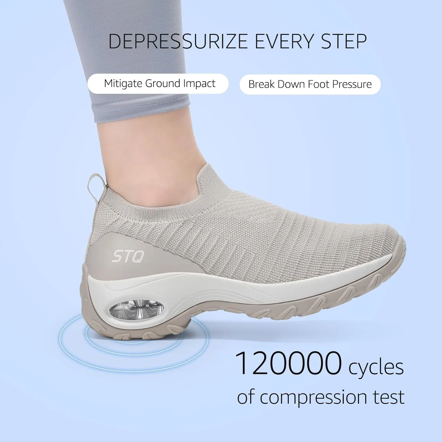 STQ Walking Shoes for Women Non Slip Work Shoes Comfort Slip on Sneakers