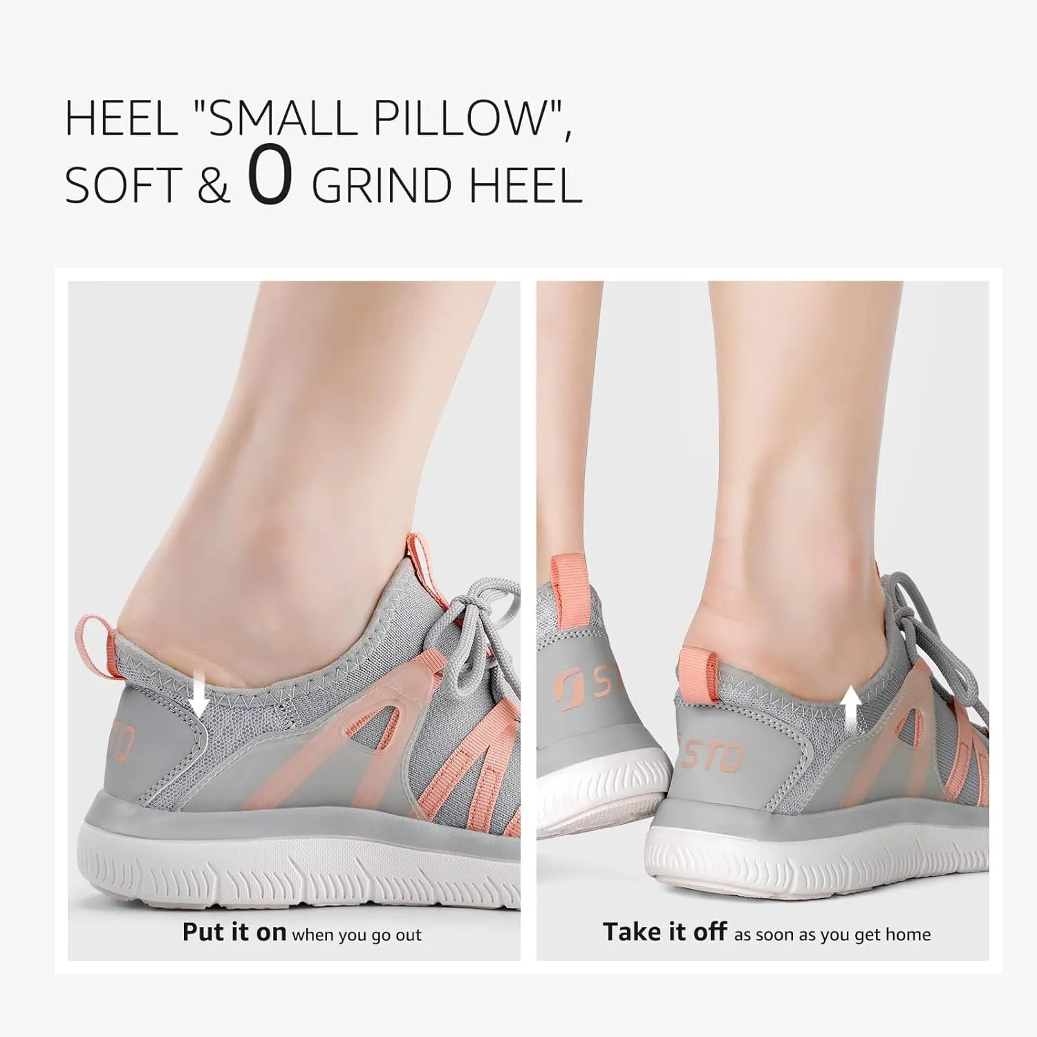 STQ Womens Slip on Sneakers Breathable Tennis Arch Support Comfortable Walking Shoes Plantar Fasciitis Orthopedic Workout Gym Cross Training Athletic Standing