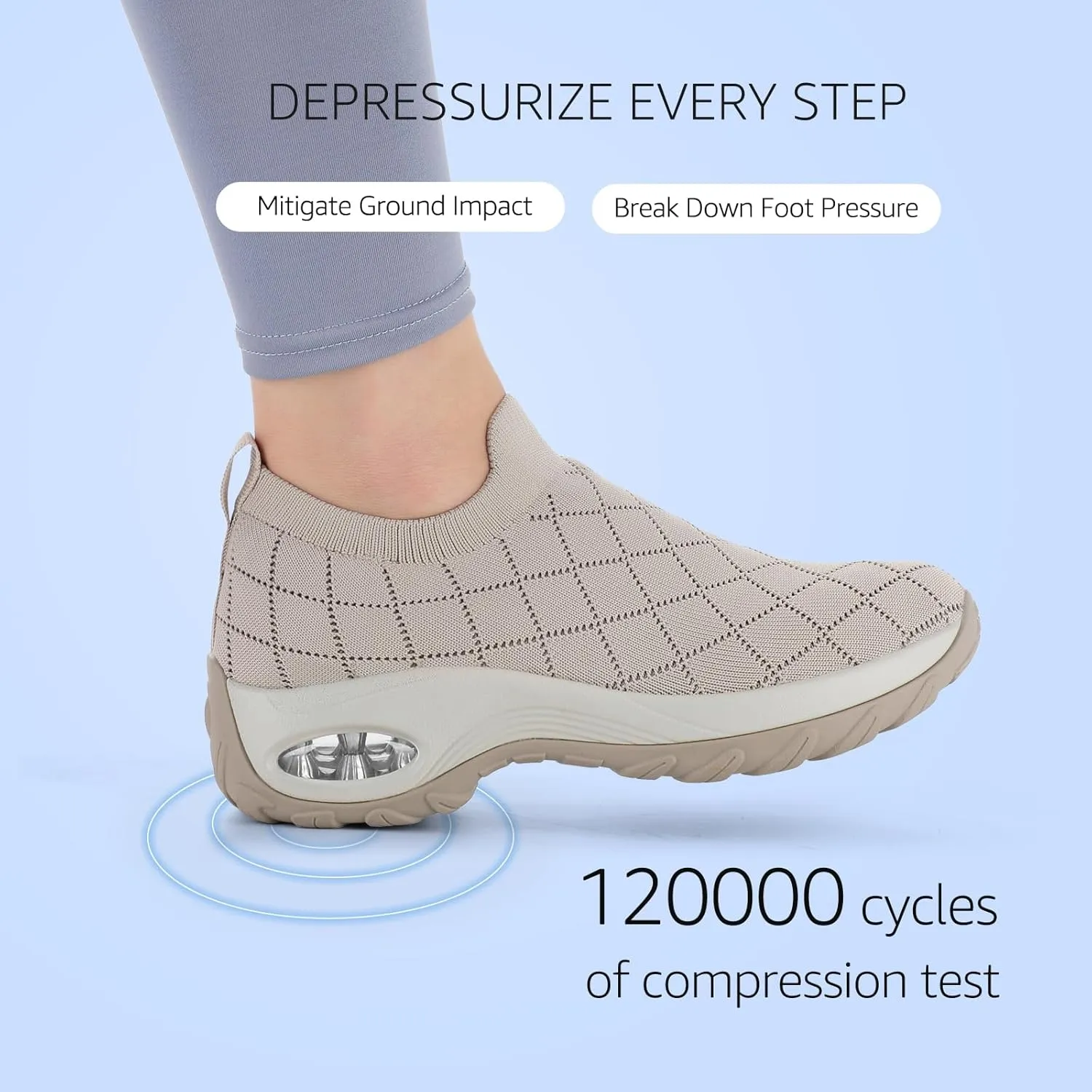 STQ Womens Walking Shoes with Arch Support Non Slip Work Shoes Quilted Slip on Sock Sneakers